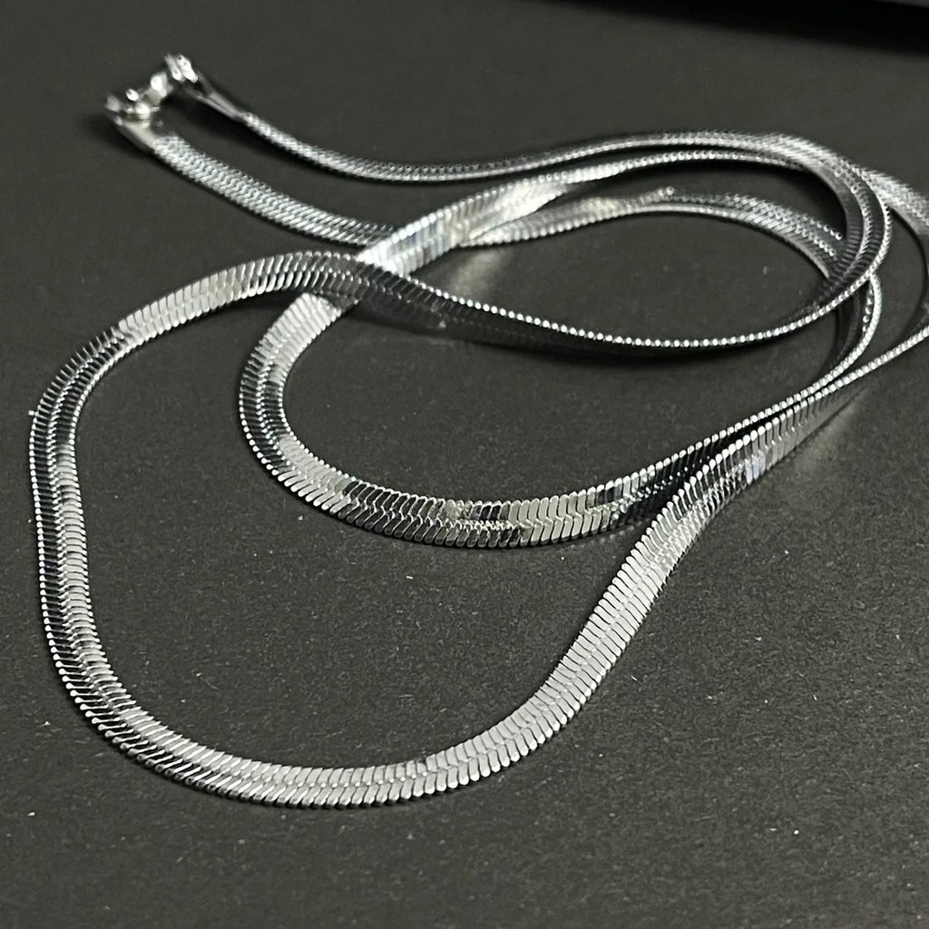 Elegant Flat Snake Chain: Gold & Silver
